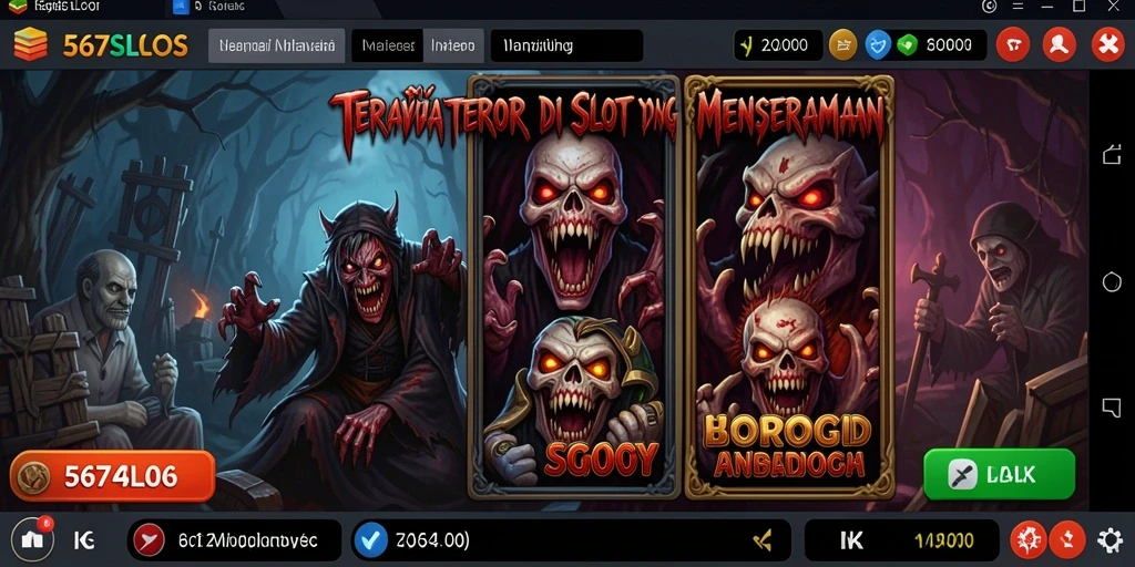 Tangkapan layar gameplay 567SLOTS dengan elemen horor yang menegangkan.
