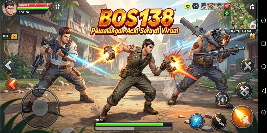 Tampilan gameplay aksi yang mendebarkan dari BOS138.