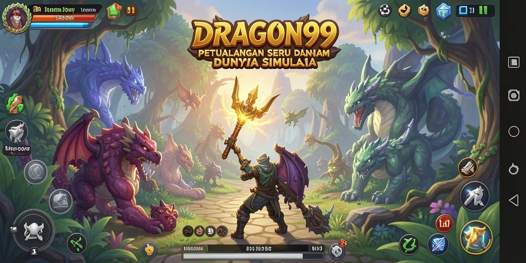 Tampilan gameplay seru DRAGON99 dengan naga yang beraksi.