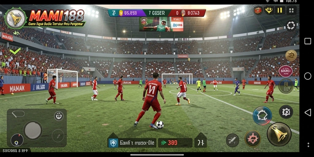 Tampilan gameplay menegangkan di lapangan sepak bola.