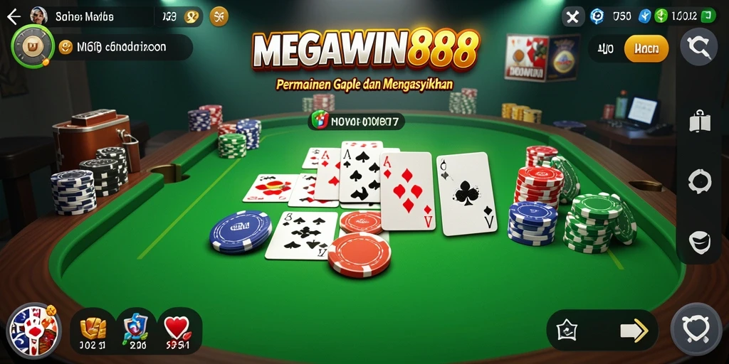 Tampilan gameplay seru dari MEGAWIN888 dalam permainan Gaple.