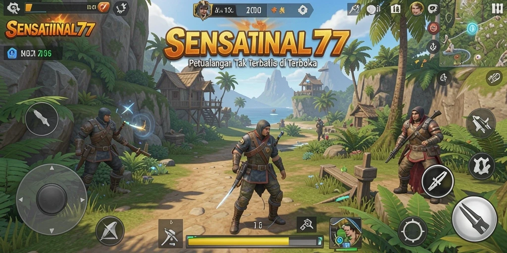 Tampilan gameplay SENSATIONAL77 yang menakjubkan di dunia terbuka.