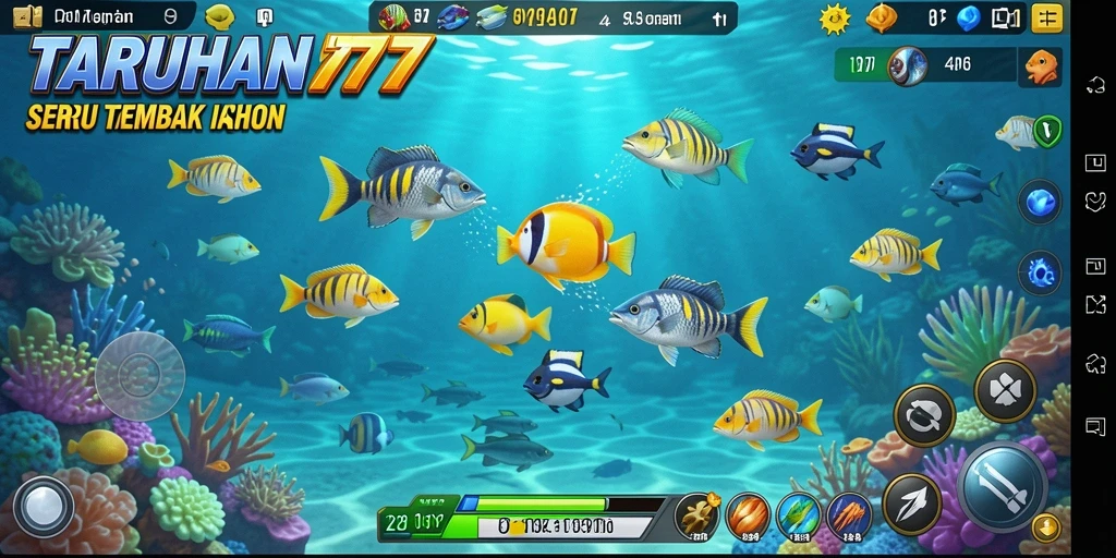 Tampilan gameplay Tembak Ikan yang menegangkan dan penuh warna.
