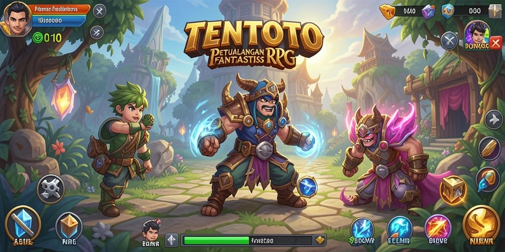 Tampilan gameplay TENTOTO yang mendebarkan dalam dunia RPG.